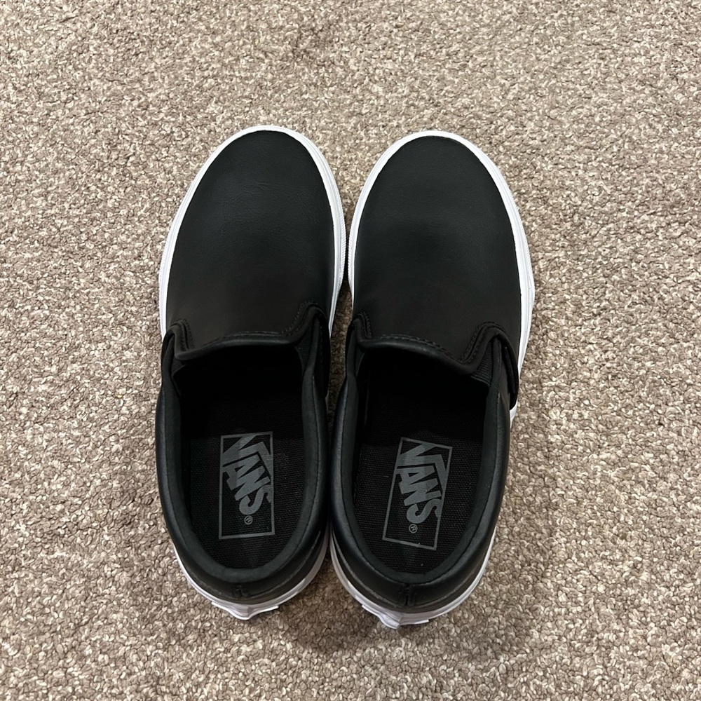 Vans Classic Leather Slip Ons Size 4 Y/ 5.5 Women